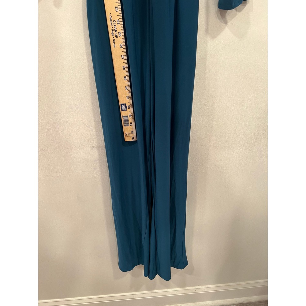 NY Collection Petite Jumpsuit Womens PL Teal Blue Wrap V-Neck Casual Elegant NWT - Picture 9 of 16